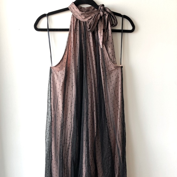 High tie-neck mini-dress - Picture 1 of 12